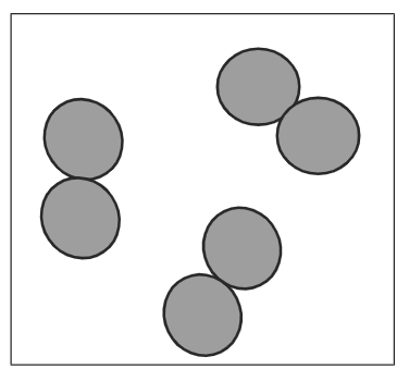3 groups spaced apart, each containing 2 touching grey circles
