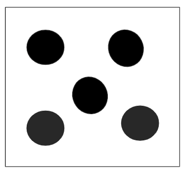 5 individual black circles spaced apart